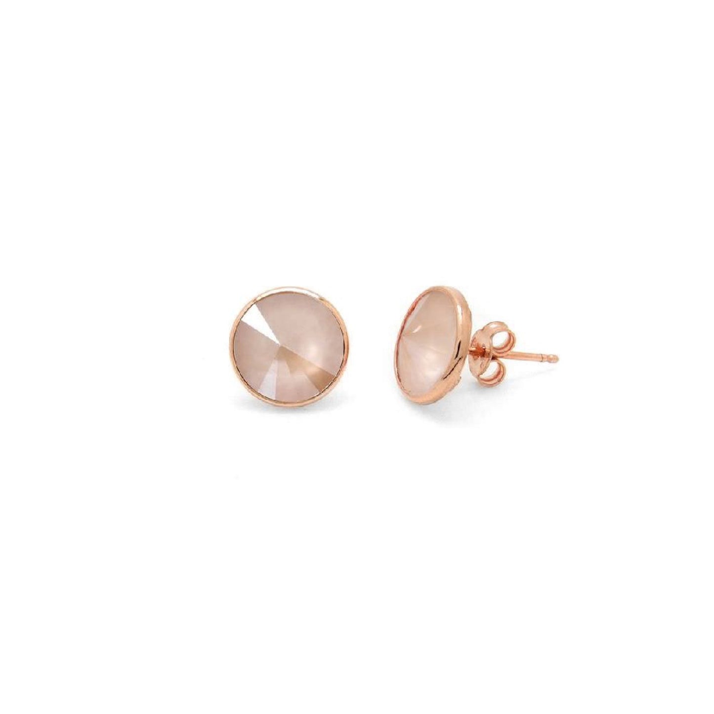 Rose Gold plated Sterling Silver Stud earrings 11,5mm circle crystal from Basic