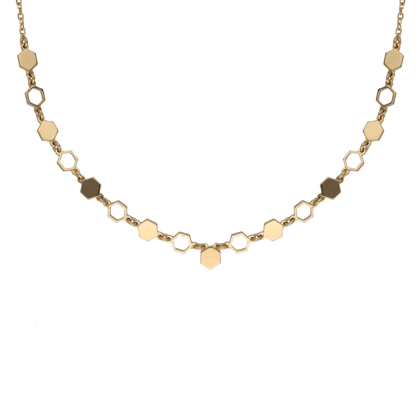 Gold plated Sterling Silver Short necklace hexagonal from Honey