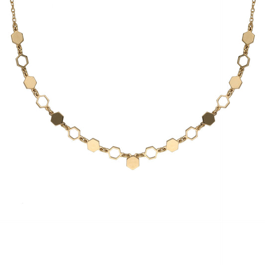 Gold plated Sterling Silver Short necklace hexagonal from Honey