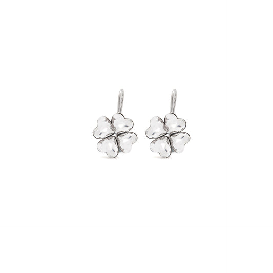 Rhodium Plated Sterling Silver Short earrings clover crystal from Cuore