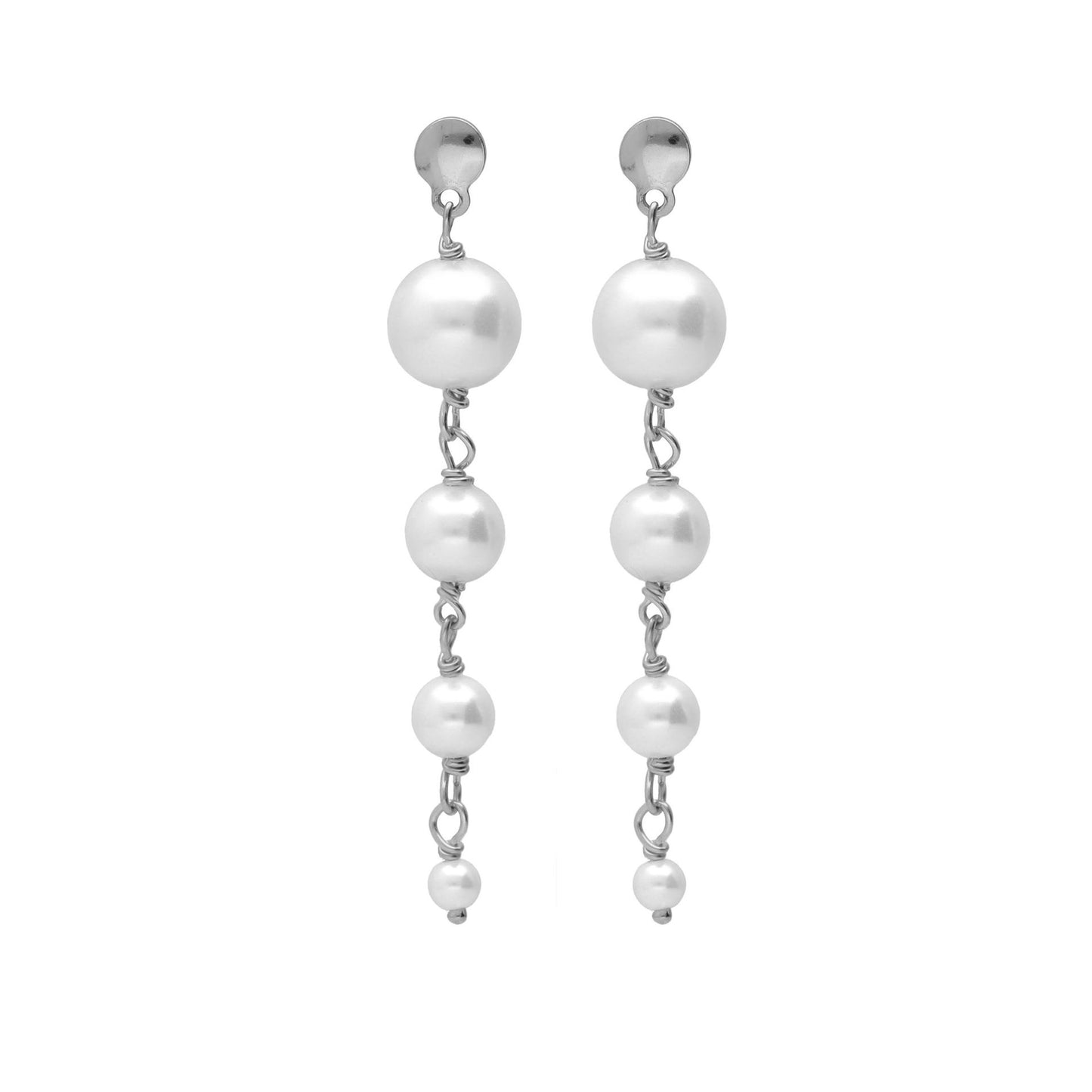 Long earrings with pearl in silver from Aurore