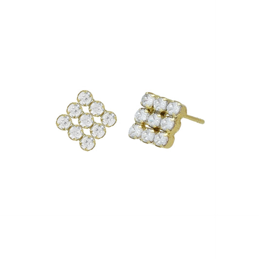 Sterling Silver Stud earrings square white crystal from Halo