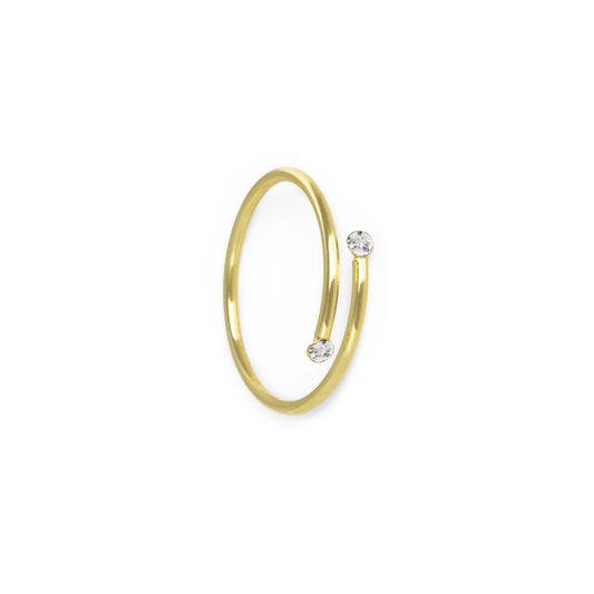 Anillo ajustable espiral cristal en Plata baño Oro de Iris