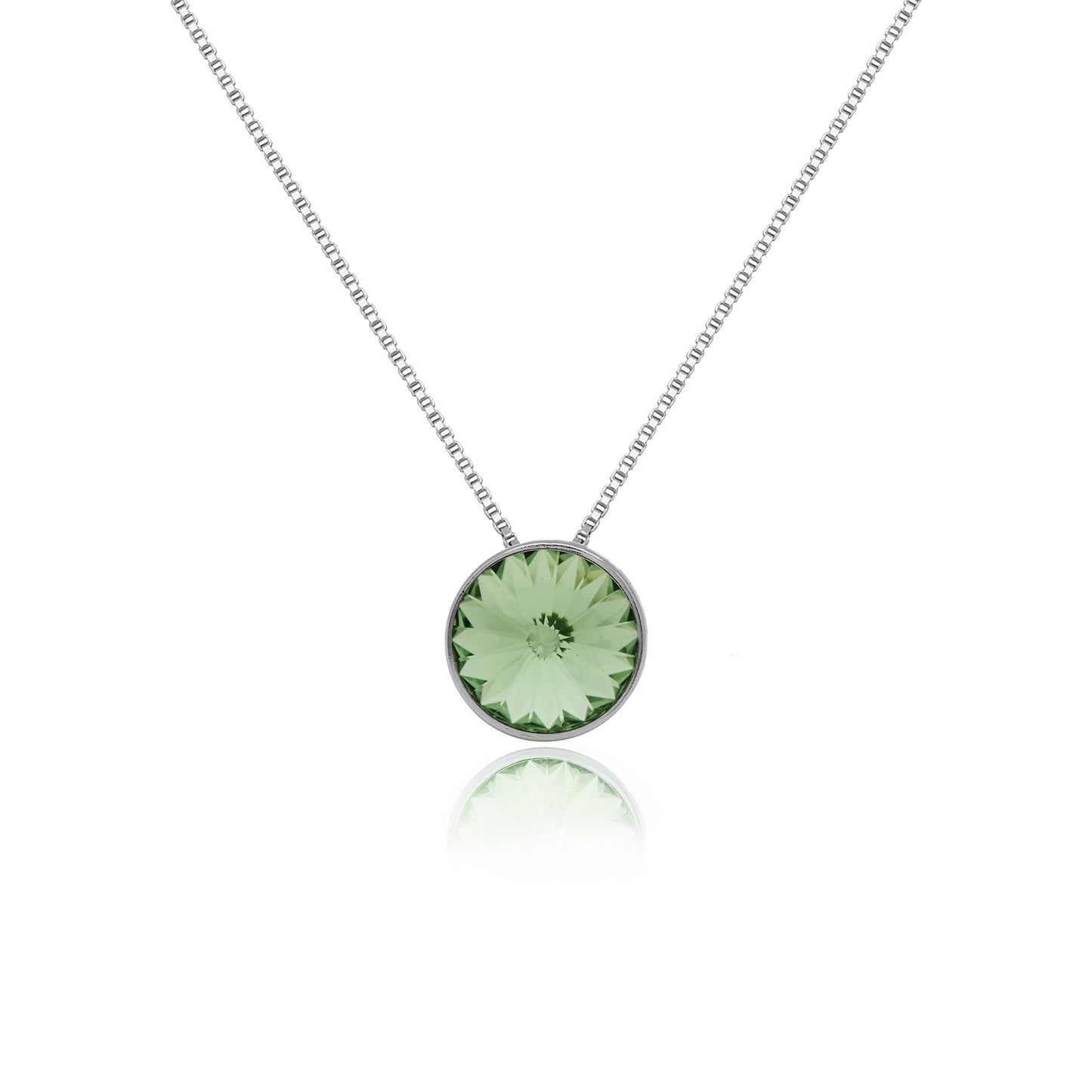 Rhodium Plated Sterling Silver Short necklace 11,5mm circle crystal from Basic