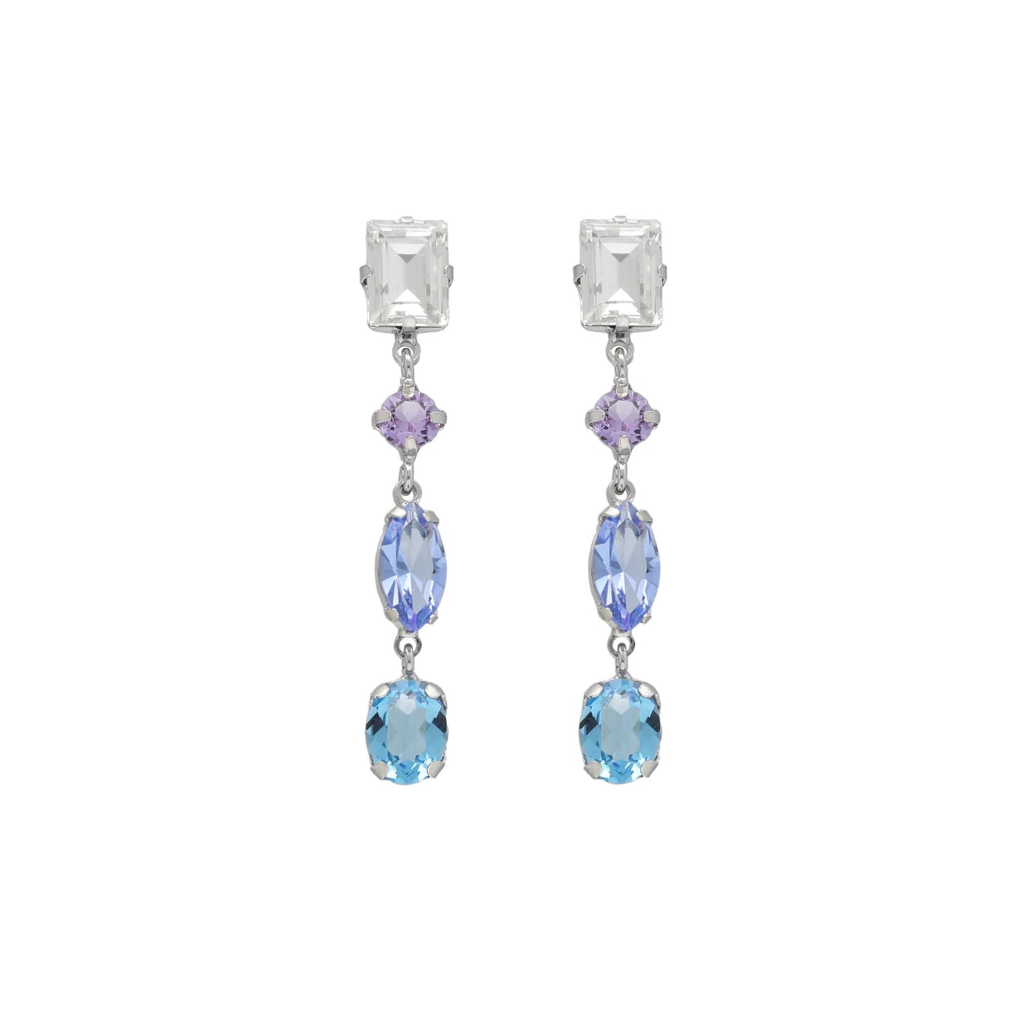 Sterling Silver Long earrings multicolor crystal from Sabina