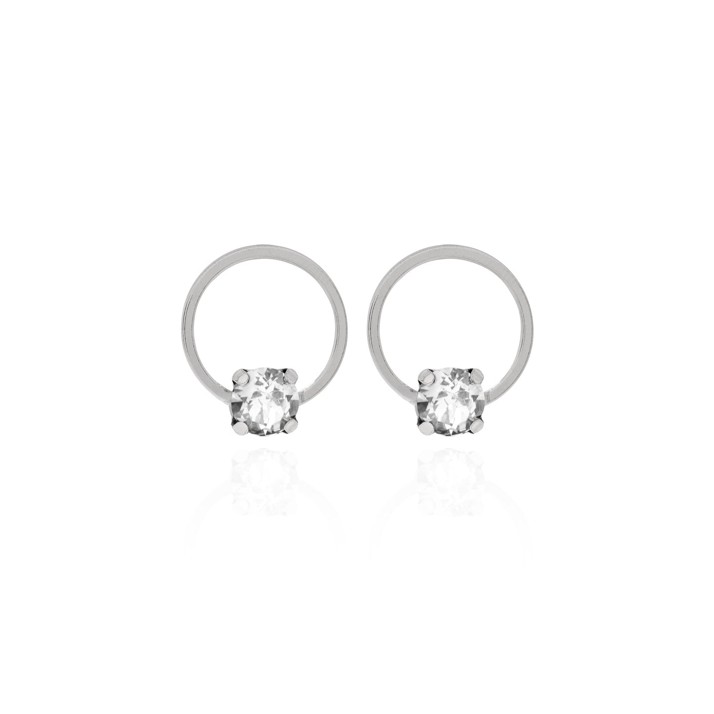 Rhodium Plated Sterling Silver Hoop earrings circle crystal from Hoop