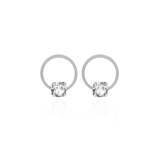 Rhodium Plated Sterling Silver Hoop earrings circle crystal from Hoop