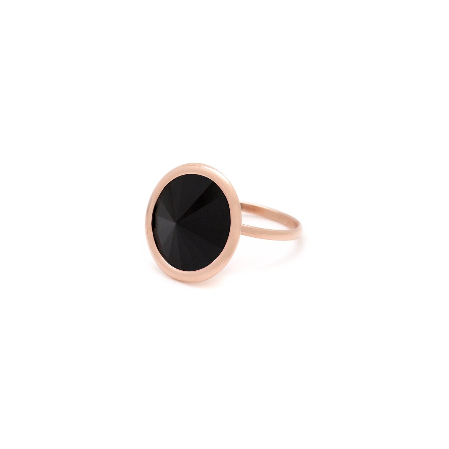 Rose Gold plated Sterling Silver Adjustable ring 18mm circle crystal from Basic