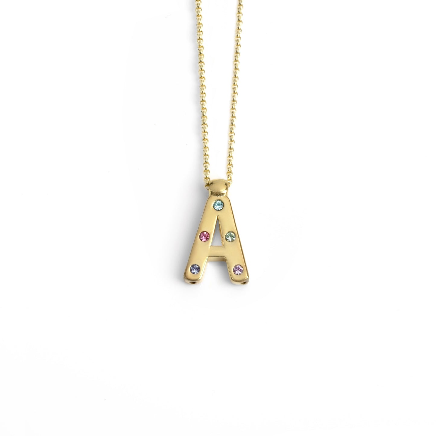 Gold plated Sterling Silver Short necklace letter multicolor crystal from Letter