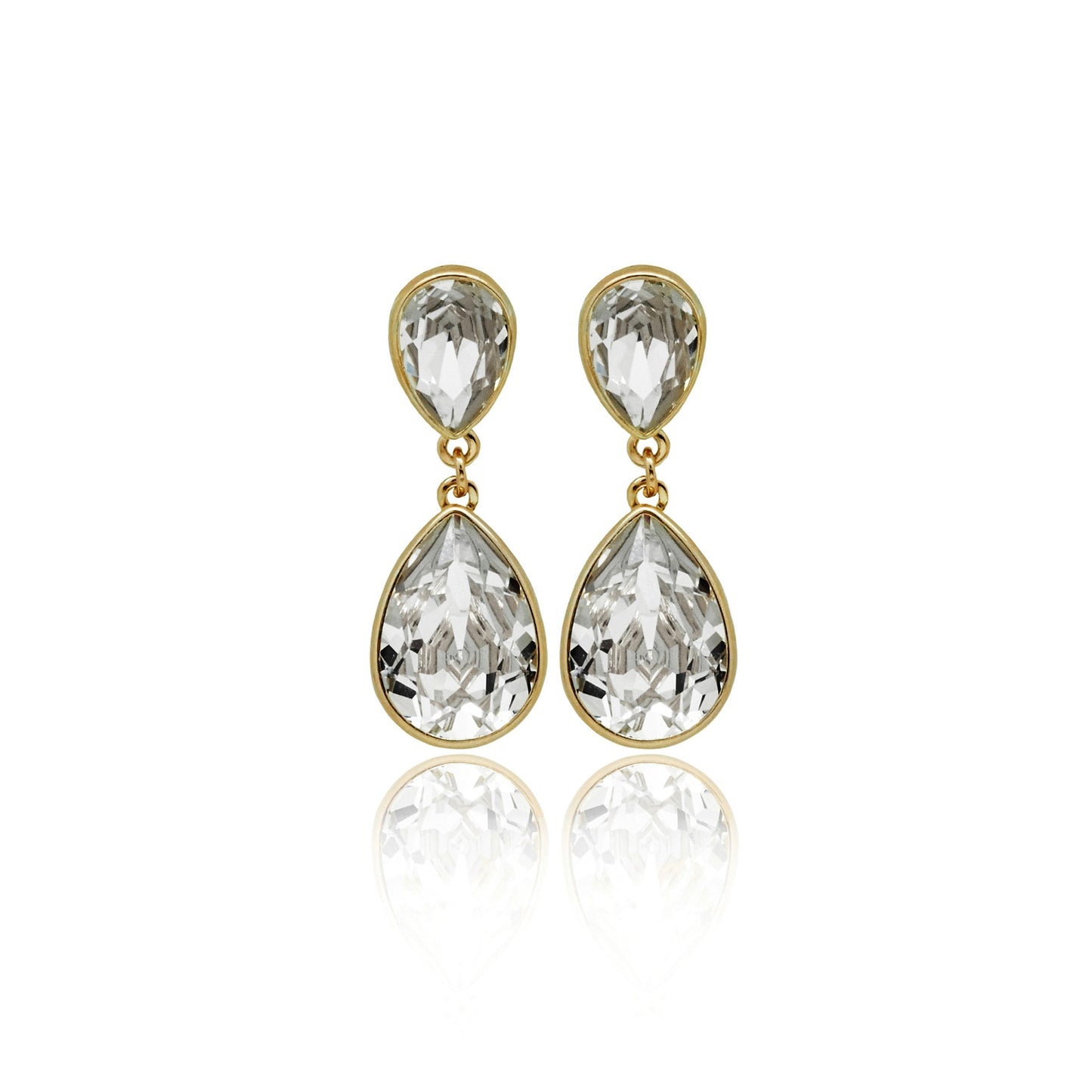 Gold plated Sterling Silver Long earrings drop crystal from Essential