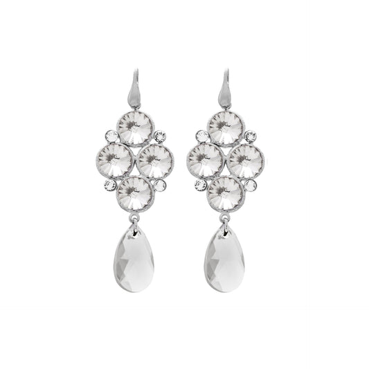 Rhodium Plated Sterling Silver Long earrings crystal from Luxury