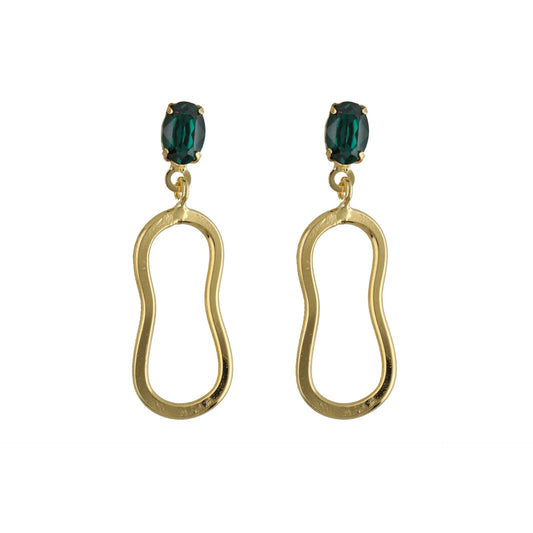 Gold plated Sterling Silver Short earrings green crystal from Prisme