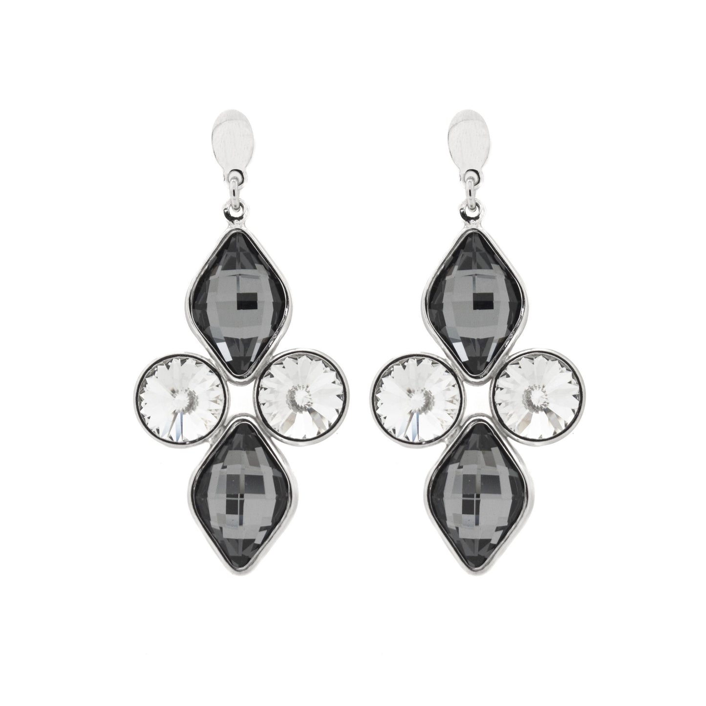 Rhodium Plated Sterling Silver Long earrings crystal from Luxury