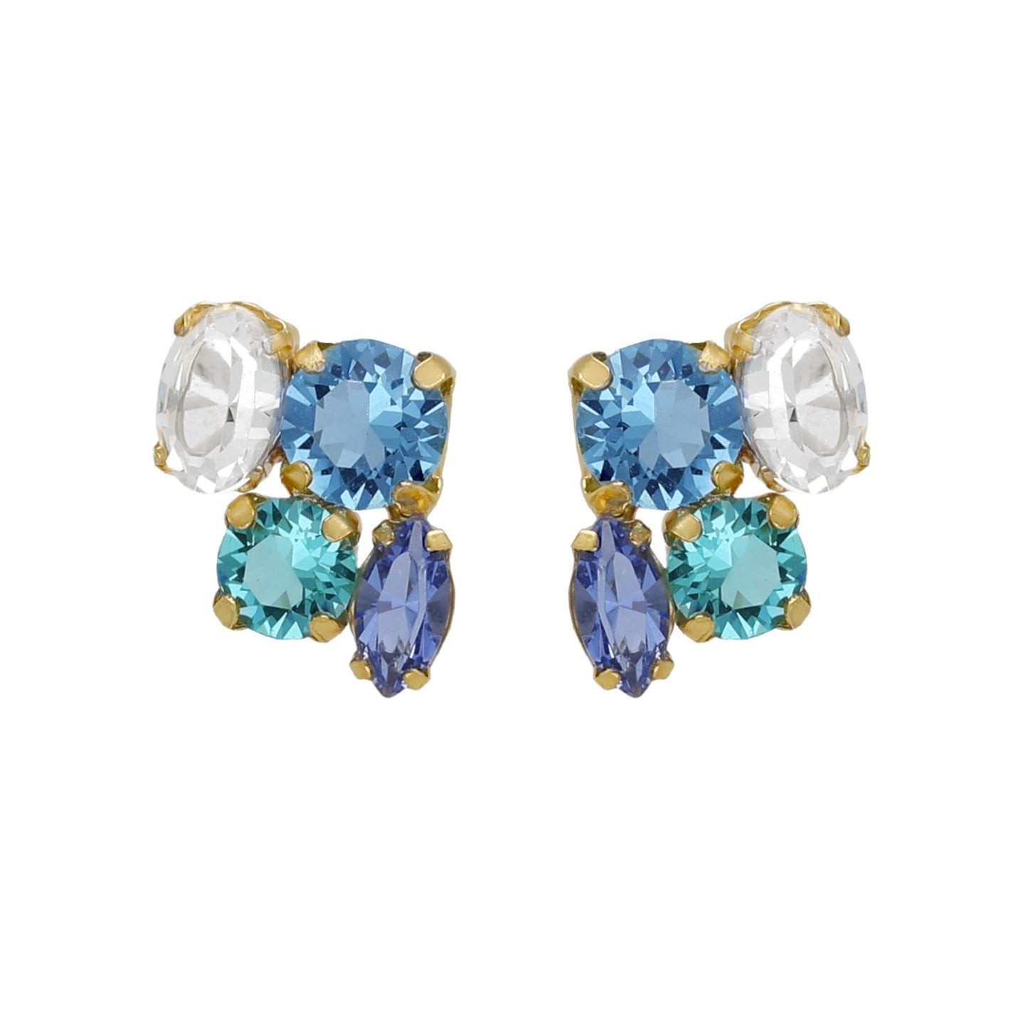 Sterling Silver Short earrings multicolor crystal from Lisbon