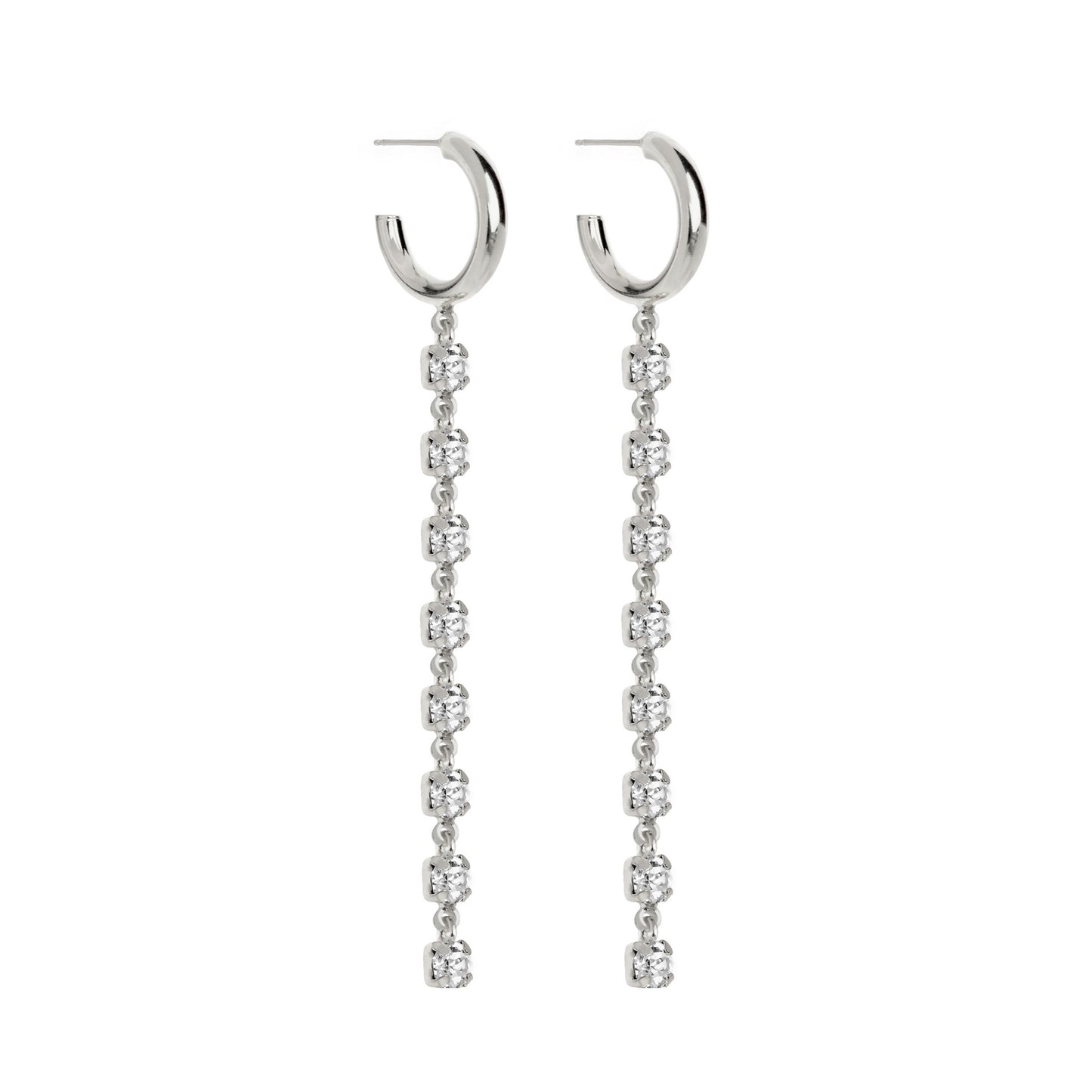 Sterling Silver Hoop earrings white crystal from Caterina