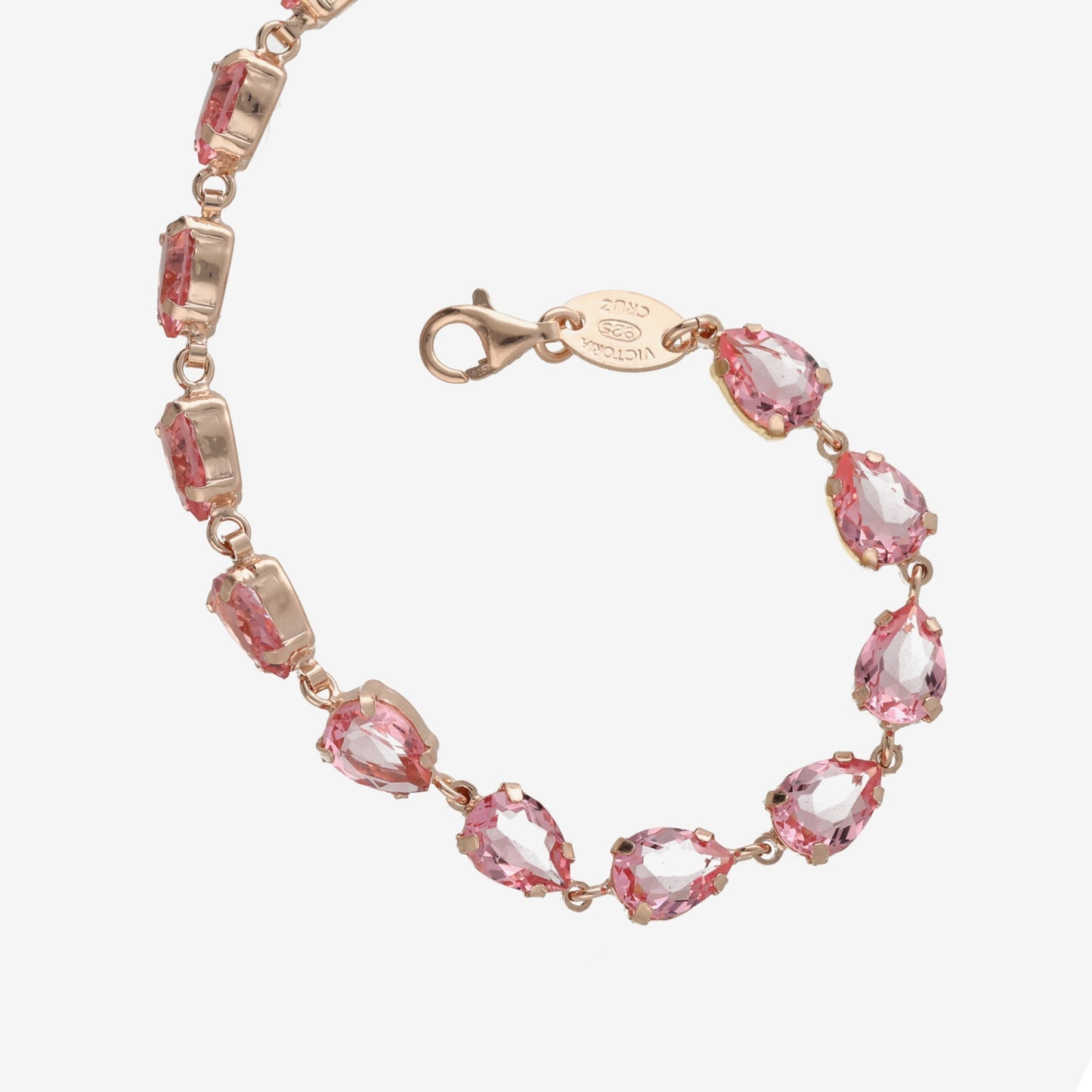 Pulsera lágrima cristal rosa en Plata baño Oro Rosa de Diana