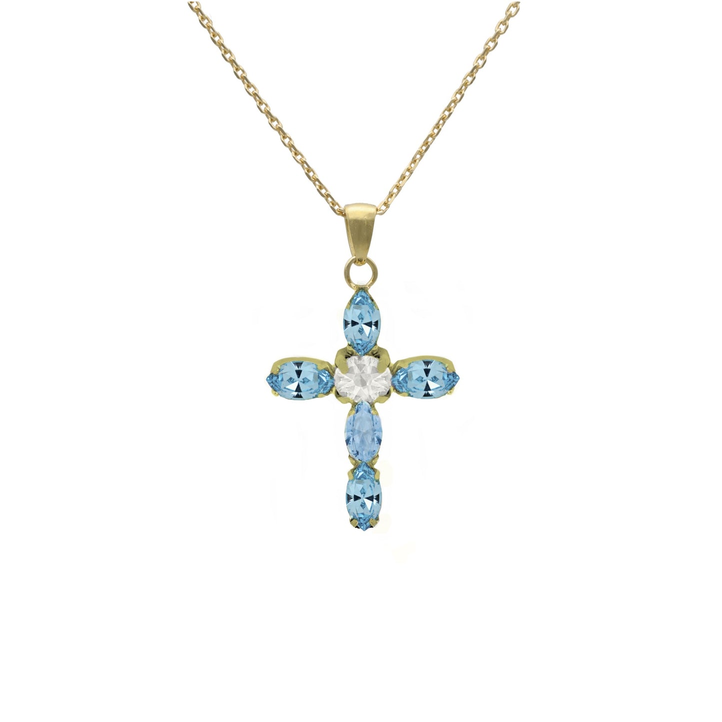 Gold plated Sterling Silver Short necklace cross crystal from Arisa