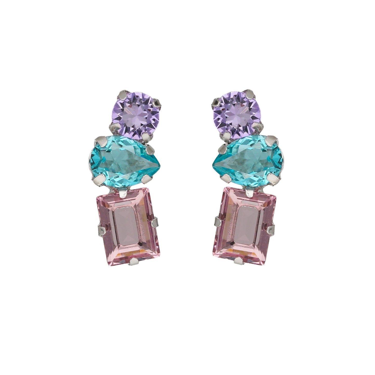 Sterling Silver Short earrings multicolor crystal from Bay