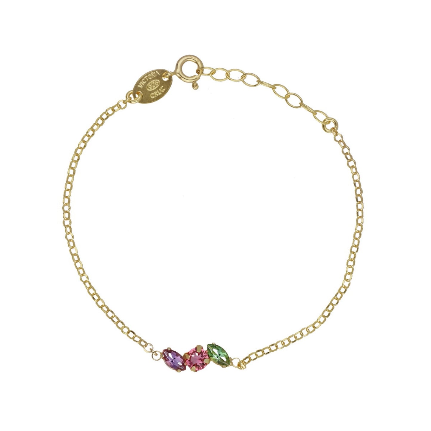 Pulsera cristal multicolor en Plata baño Oro de Belle