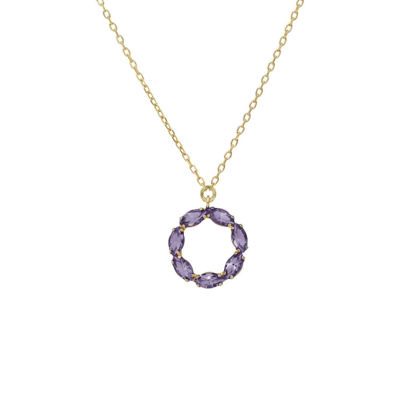 Gold plated Sterling Silver Short necklace circle crystal from Perpetual