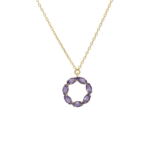 Gold plated Sterling Silver Short necklace circle crystal from Perpetual