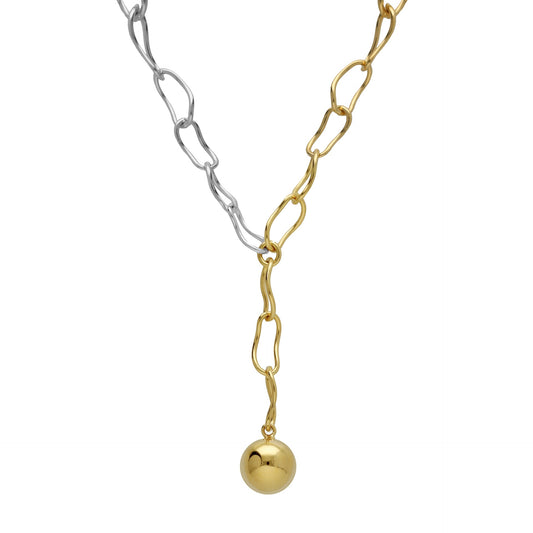 Rhodium and Gold plated Sterling Silver Short necklace sphere from Copenhagen