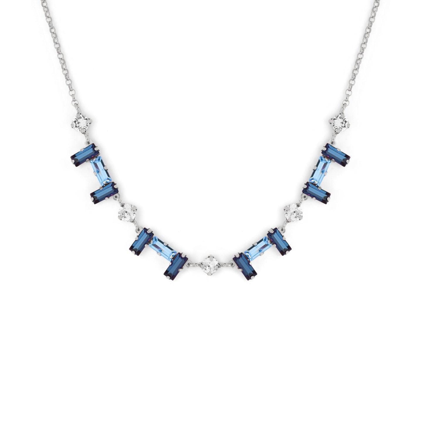 Rhodium Plated Sterling Silver Short necklace crystal from Esgueva