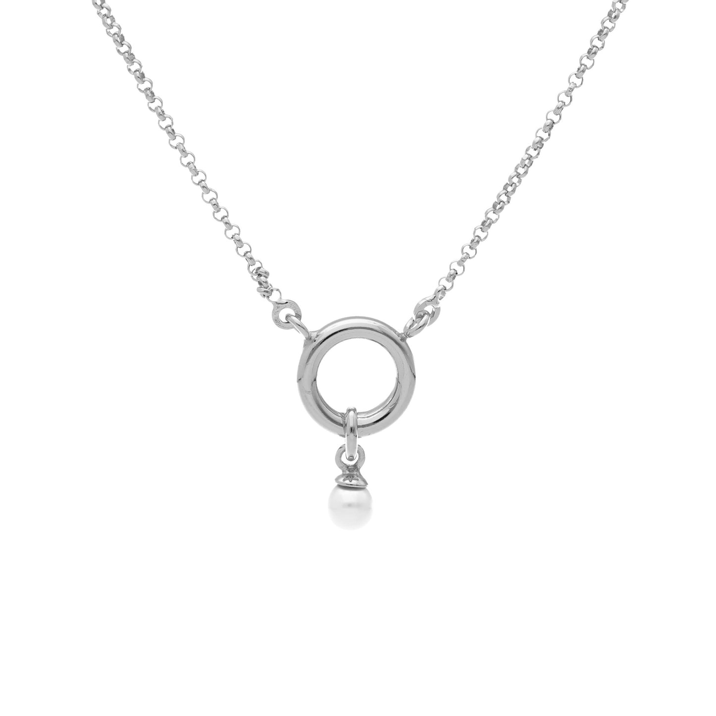 Rhodium Plated Sterling Silver Short necklace pearl from Zahara