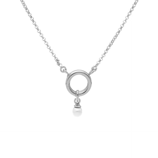 Rhodium Plated Sterling Silver Short necklace pearl from Zahara