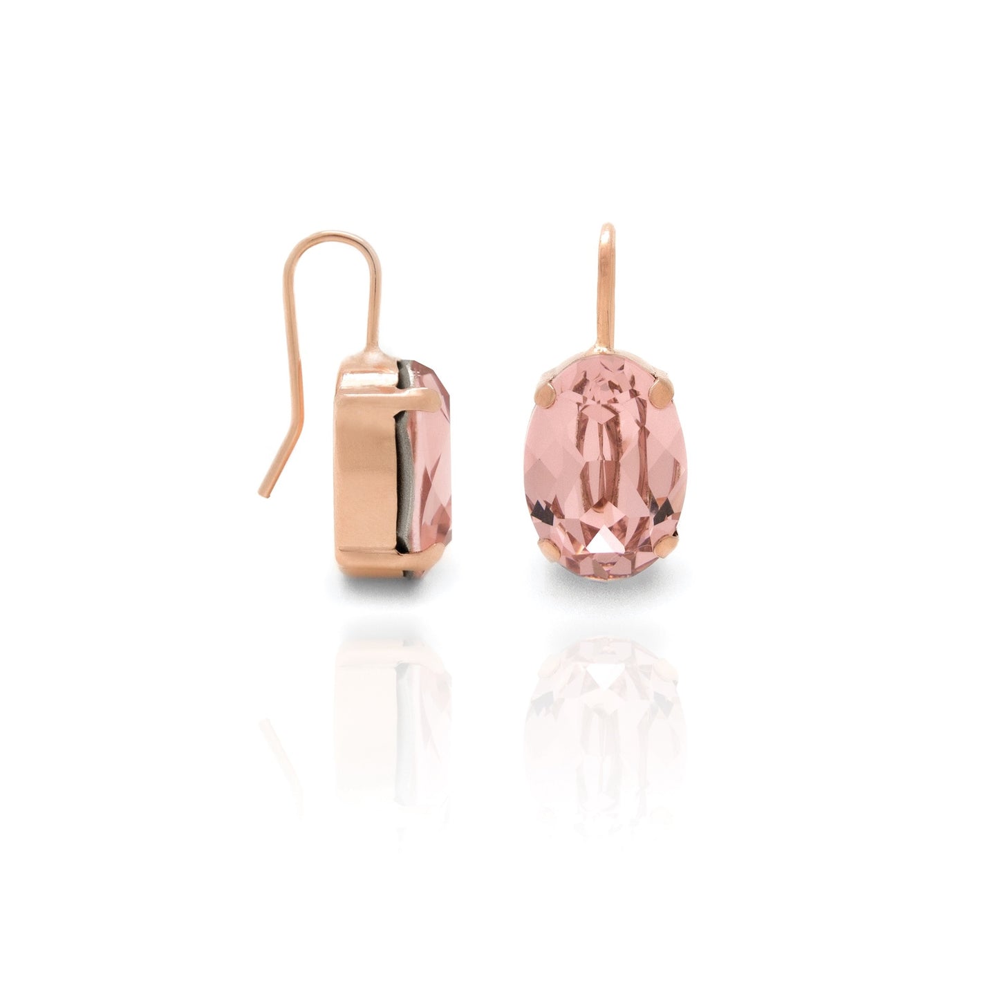 Rose Gold plated Sterling Silver Short earrings oval crystal from Oval