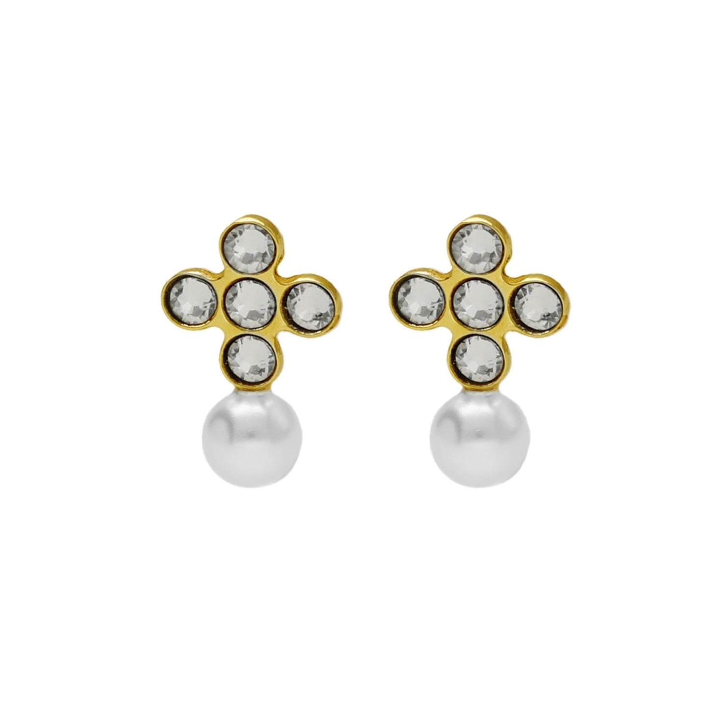 Sterling Silver Stud earrings white crystal from Cintilar