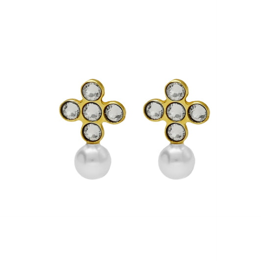 Sterling Silver Stud earrings white crystal from Cintilar