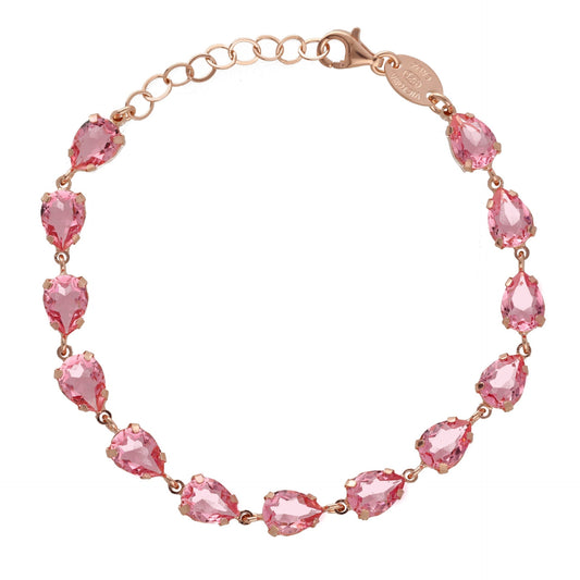 Pulsera lágrima cristal rosa en Plata baño Oro Rosa de Diana