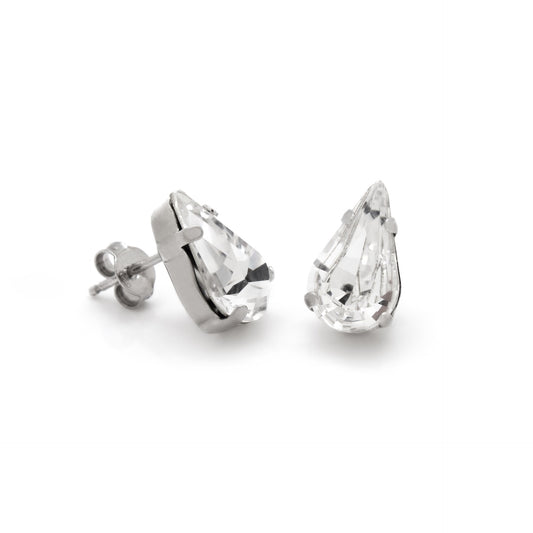 Rhodium Plated Sterling Silver Stud earrings crystal from Drop