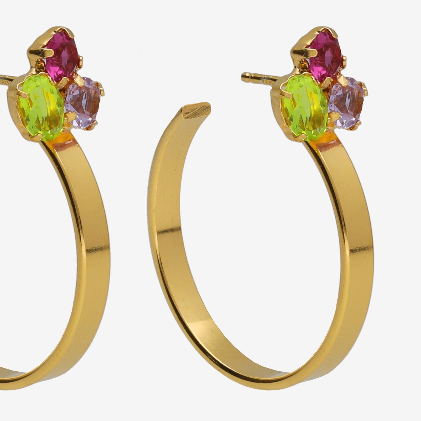 Gold plated Sterling Silver Hoop earrings multicolor crystal from Odele