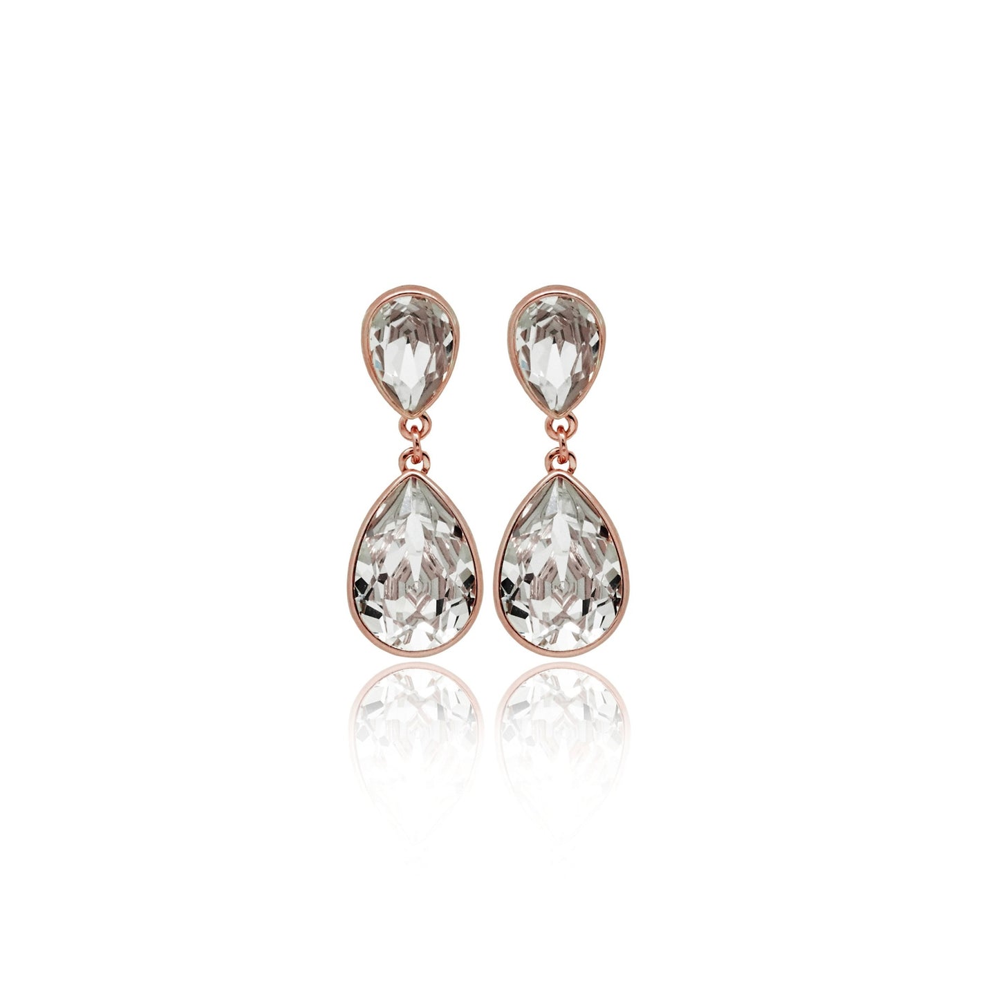 Rose Gold plated Sterling Silver Long earrings drop crystal from Essential