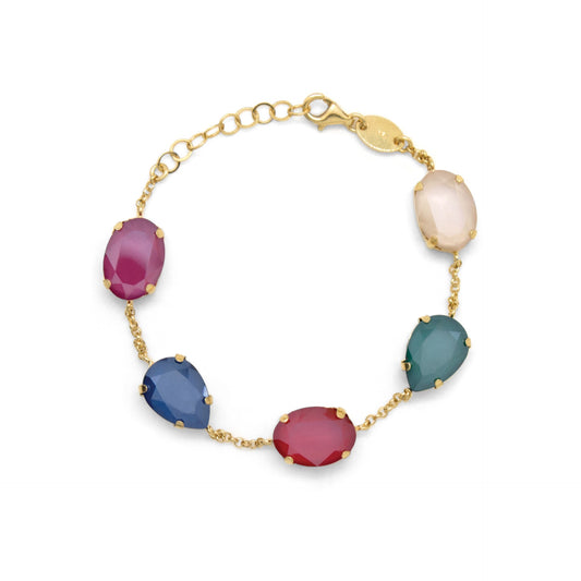 Pulsera cristal multicolor en Plata baño Oro de Iconic