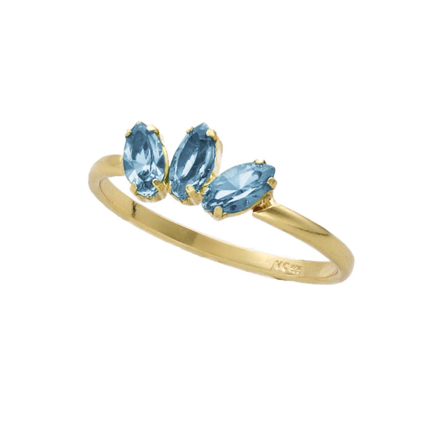 Gold plated Sterling Silver Ring leaf crystal from Las Estaciones