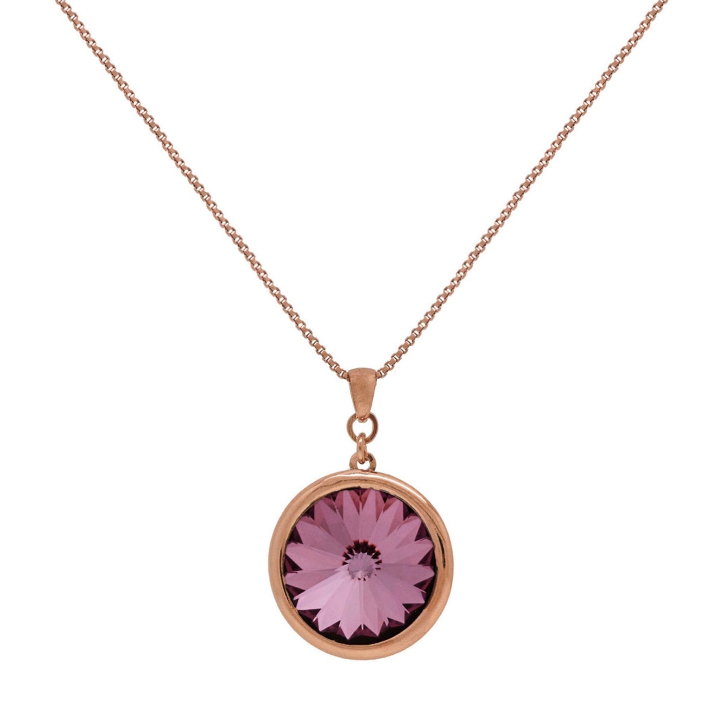 Rose Gold plated Sterling Silver Short necklace 18mm crystal from Basic