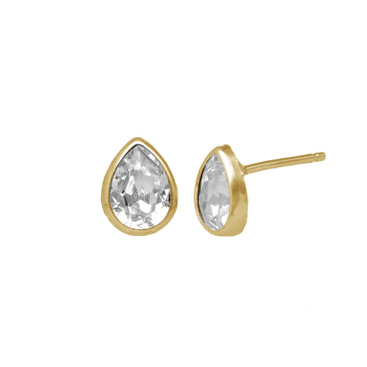 Gold plated Sterling Silver Stud earrings drop crystal from Essential