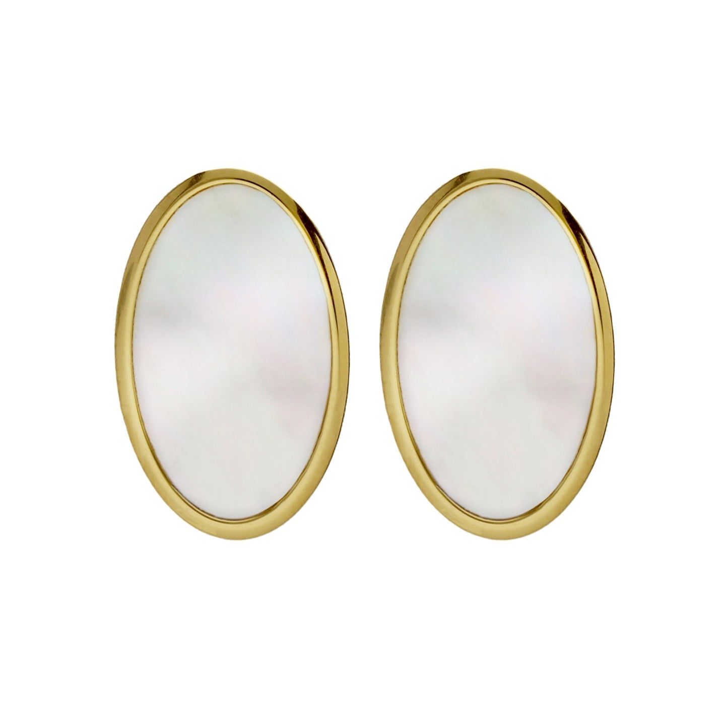 Gold plated Sterling Silver Short earrings oval mother of pearl from Soulquest