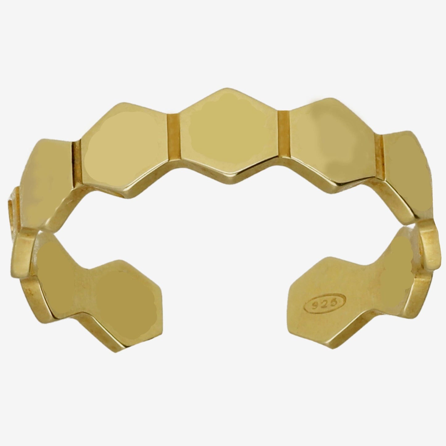 Gold plated Sterling Silver Adjustable ring hexagonal from Honey