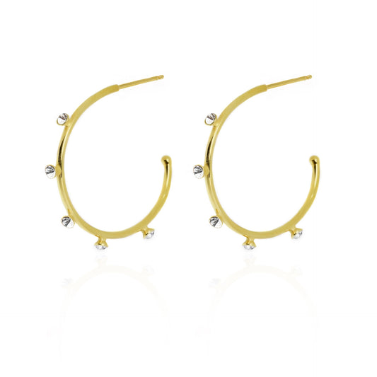 Gold plated Sterling Silver Hoop earrings crystal from Iris