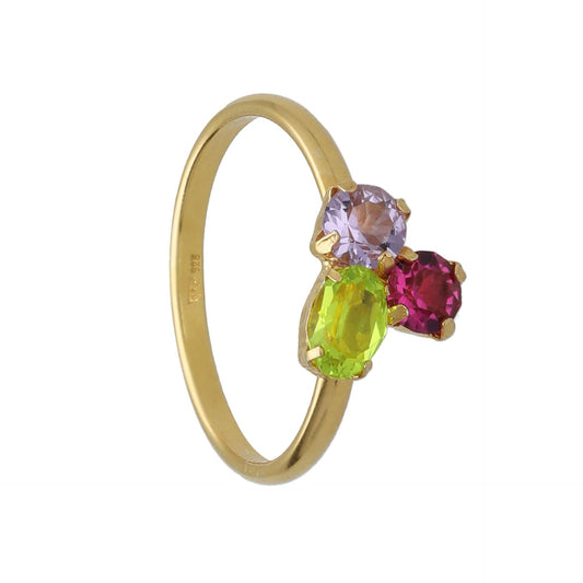 Anillo ajustable cristal multicolor en Plata baño Oro de Odele