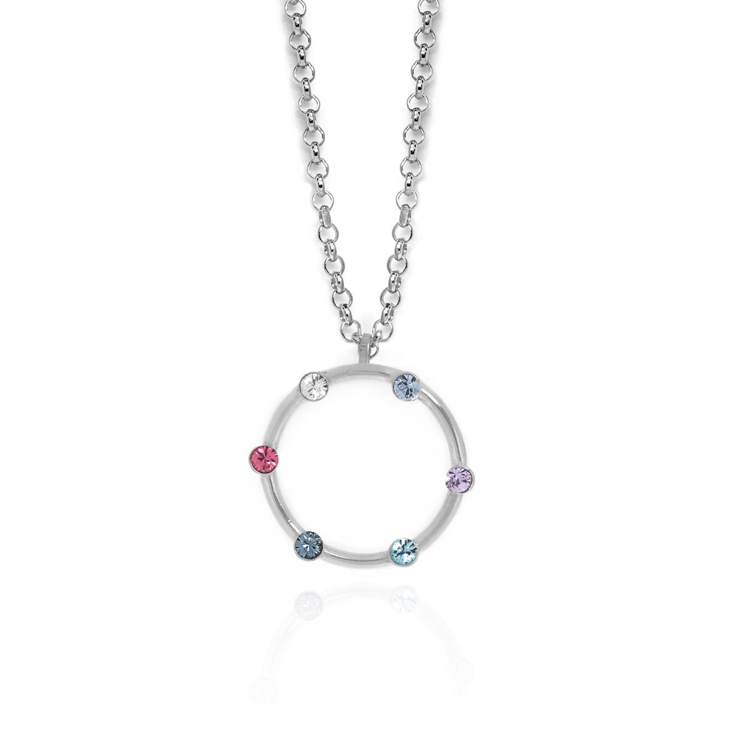 Rhodium Plated Sterling Silver Short necklace circle crystal from Iris