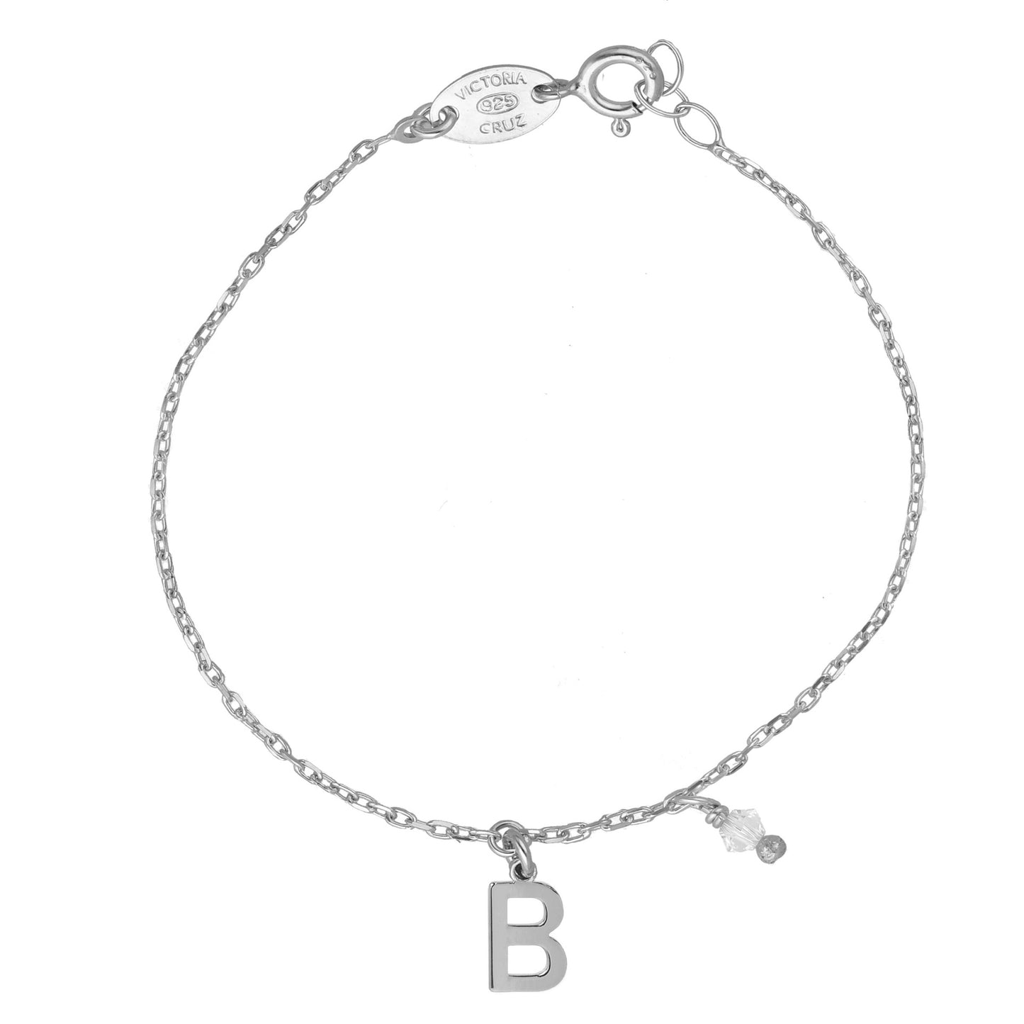 Rhodium Plated Sterling Silver Personalized bracelet letter white from Thename