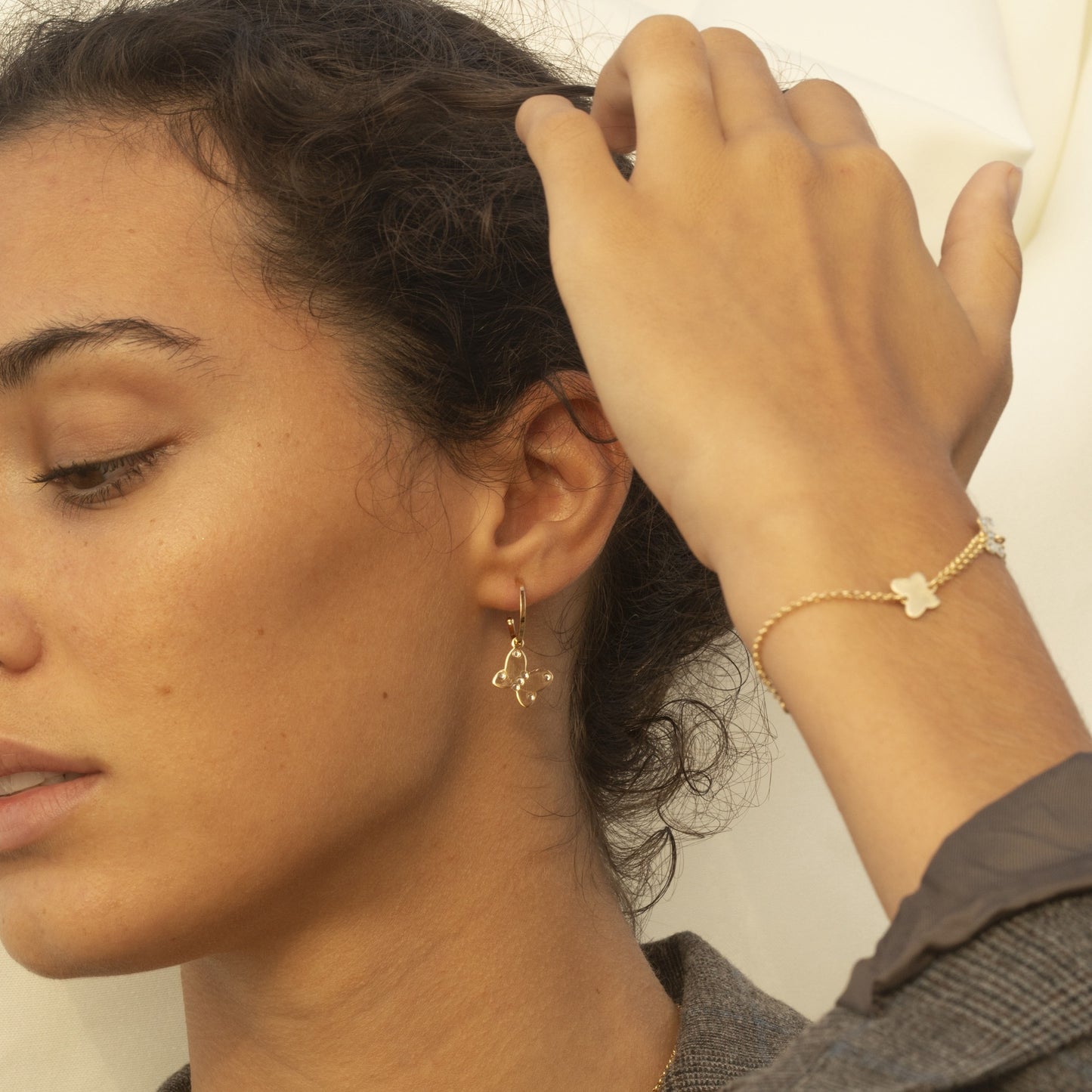 Sterling Silver Hoop earrings butterfly white crystal from Cocolada