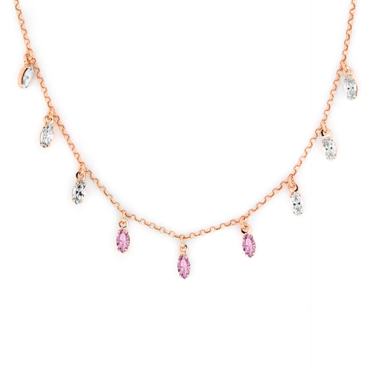 Rose Gold plated Sterling Silver Short necklace crystal from Aqua