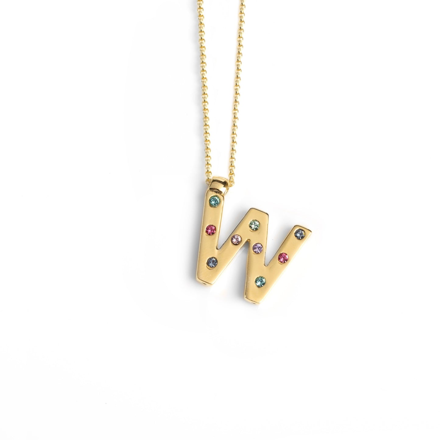 Gold plated Sterling Silver Short necklace letter multicolor crystal from Letter