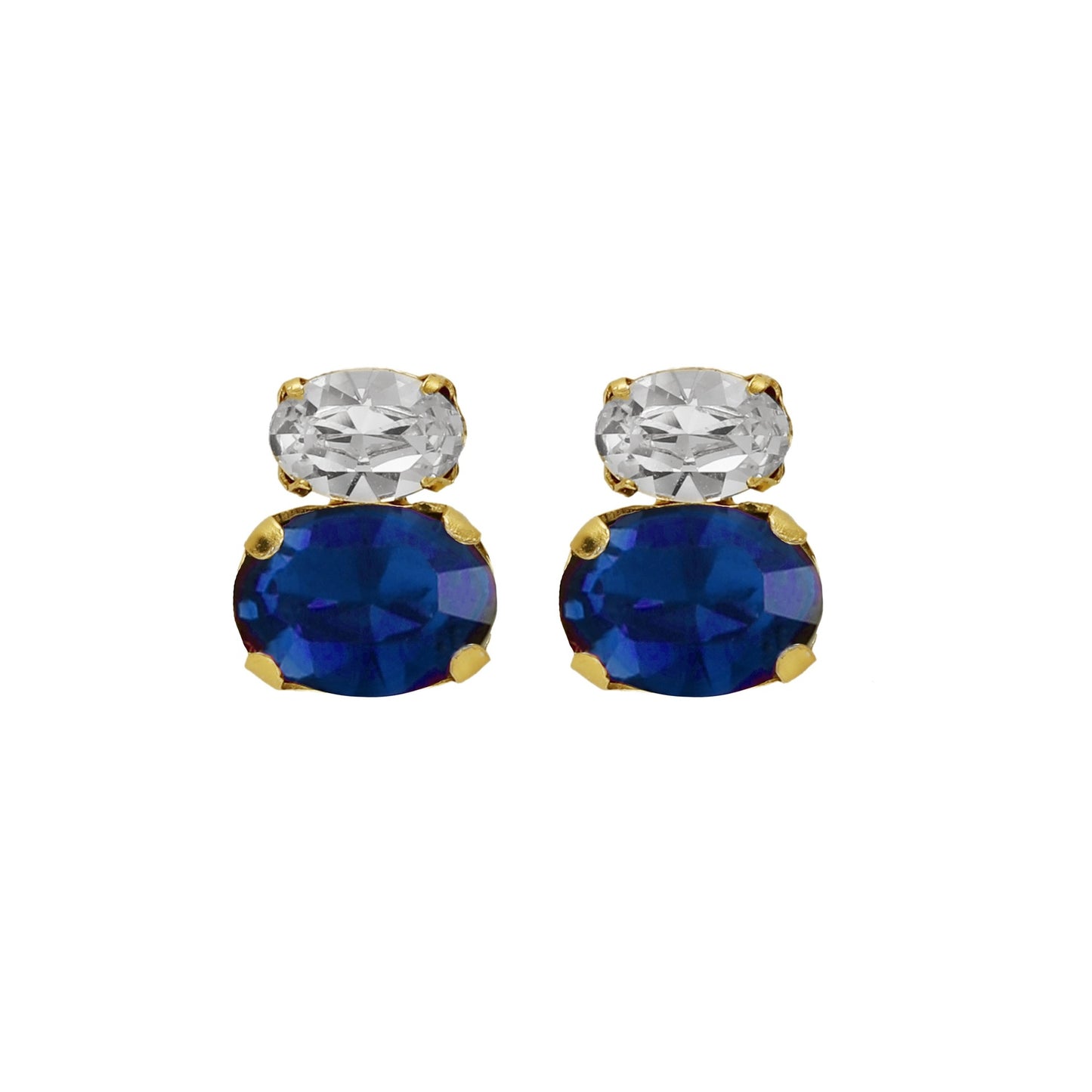 Gold plated Sterling Silver Stud earrings crystal from Gemma